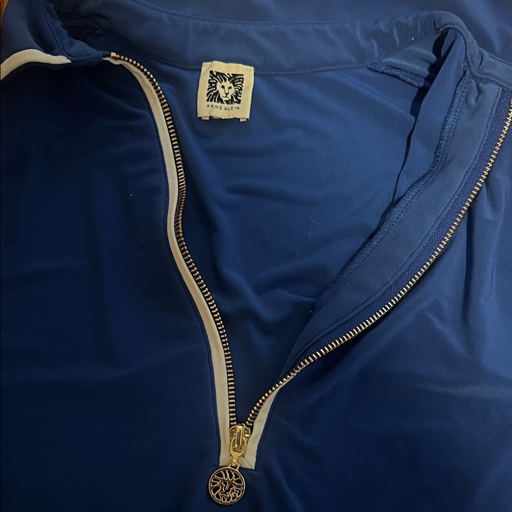 Anne Klein Royal Blue Zip-Up Top - Picture 2 of 3